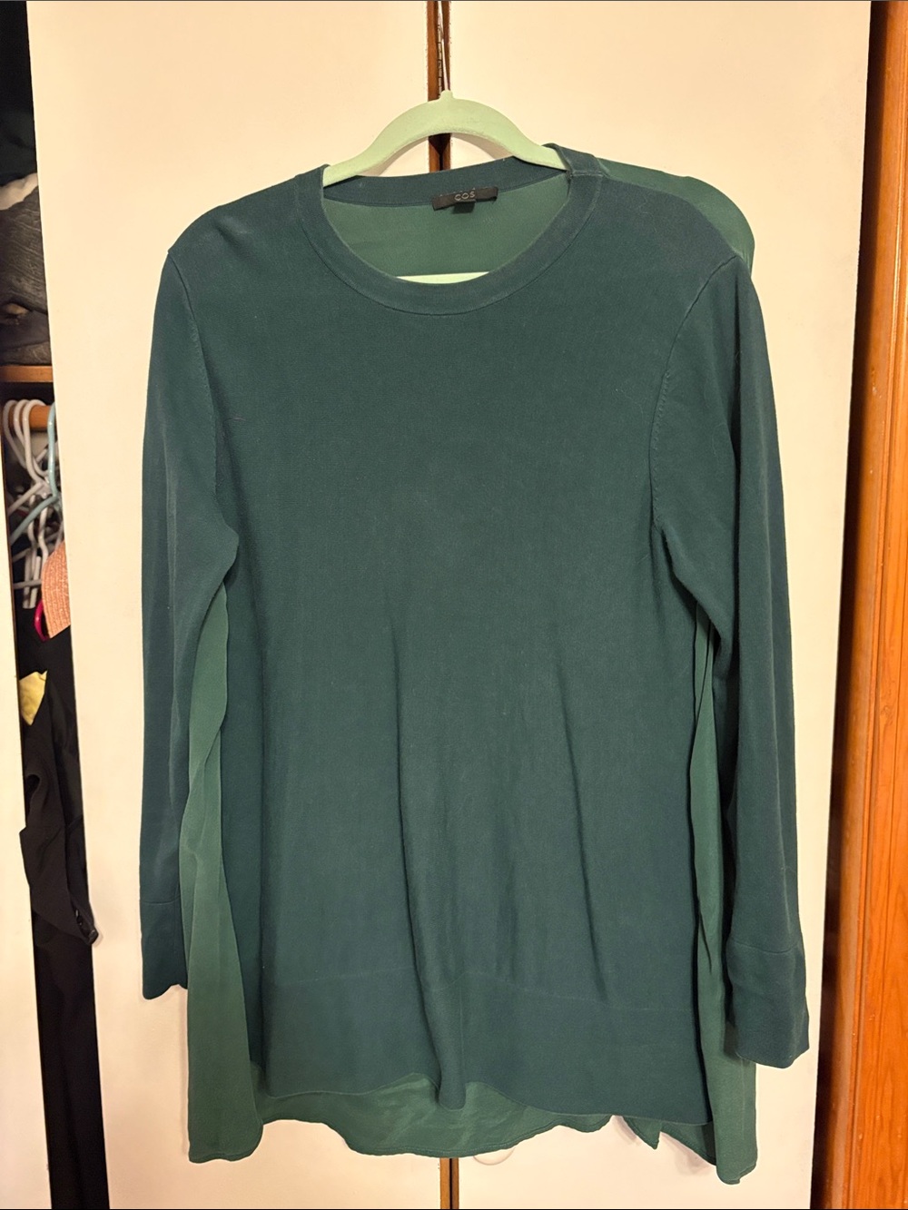 COS Dark green tunic with 100% silk back